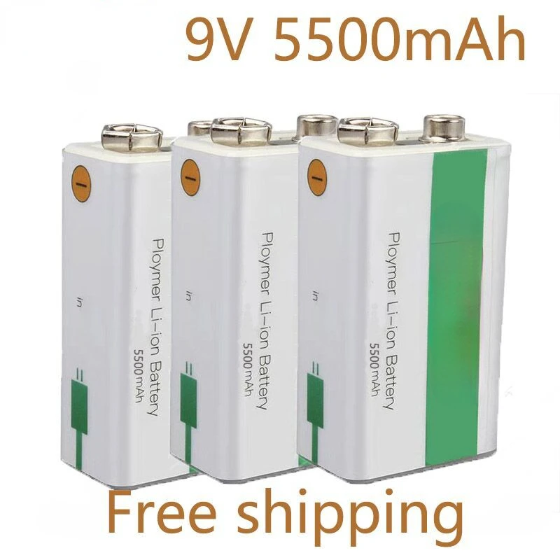 

5pcs/Lot 9V USB Li-ion cycle charging battery 9V 5500mAH is suitable for camera and other series of electronic products+USB line