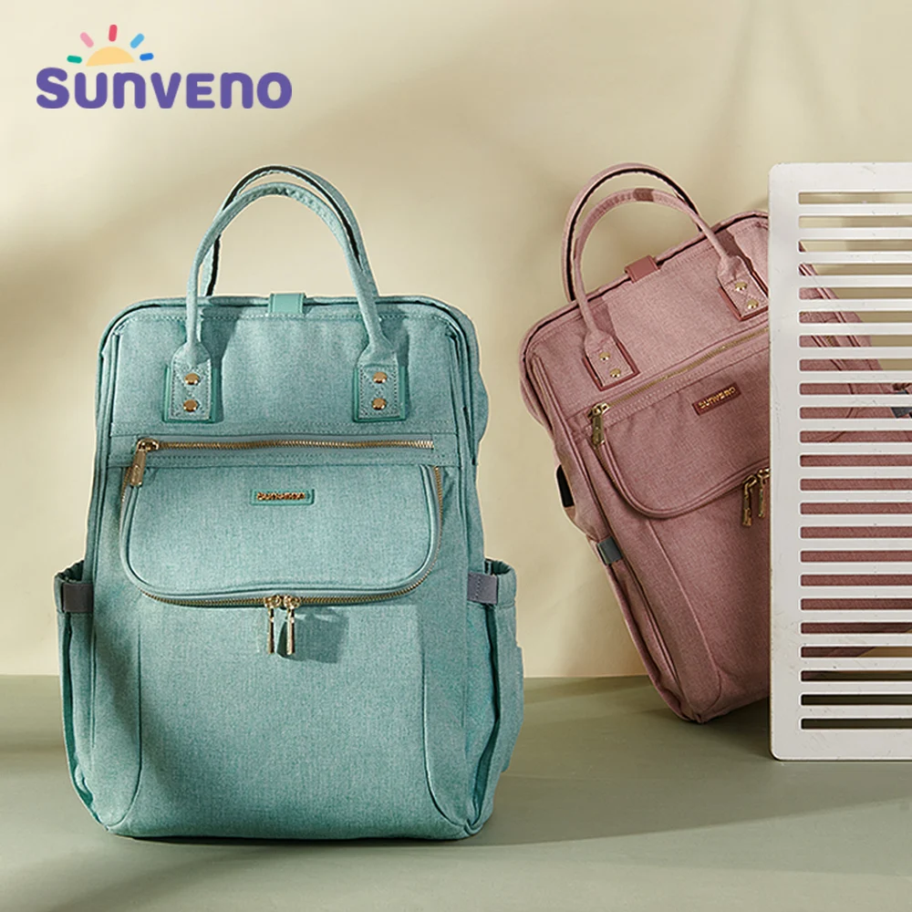 Sunveno Portable Diaper Bag Backpack Multifunction Travel Backpack Maternity Baby Changing Bags Large Capacity
