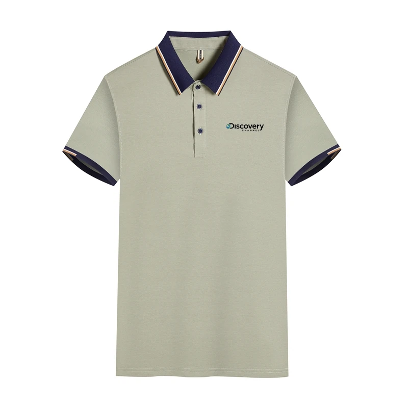 

Рубашка-поло мужская хлопковая, короткий рукав, дышащая классическая, приталенный силуэт, канал открытия, Повседневная футболка, лето