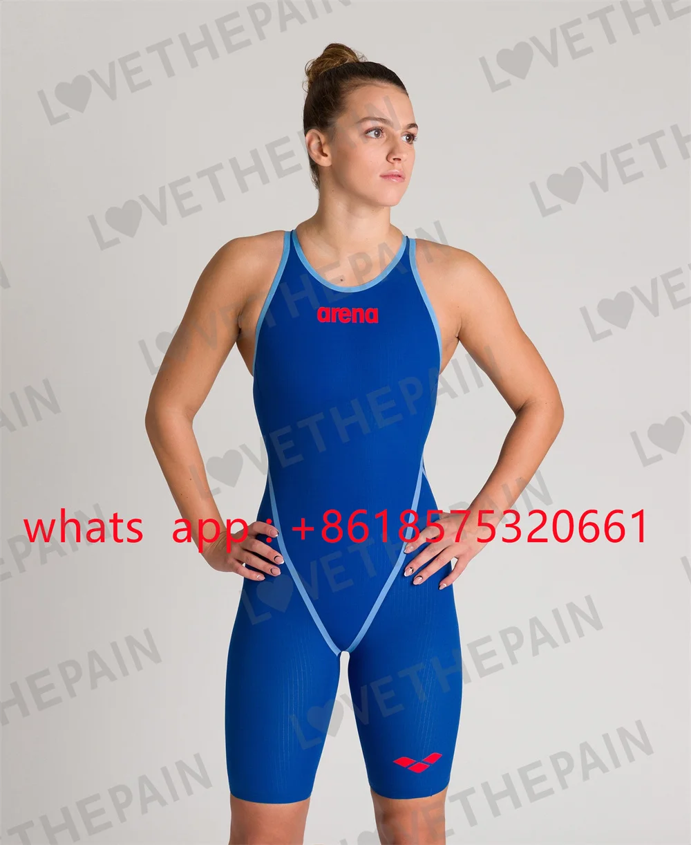 Women Swimsuit Open-back One Piece Knee-length Competition Training Racing Swimmers Tech Suit F1triathlon Sports Swimwear