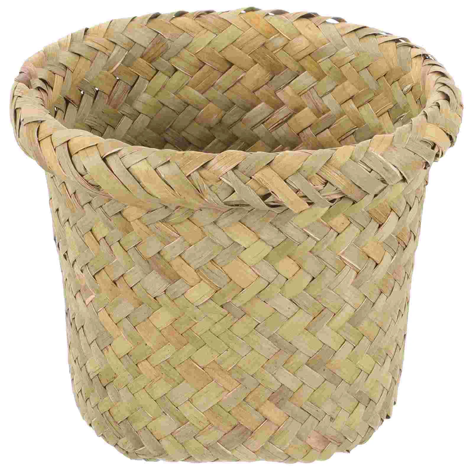 

Wastebasket Trash Can Wear-resistant Household Floor Planter Woven Laundry Bucket Potted Room Convenient
