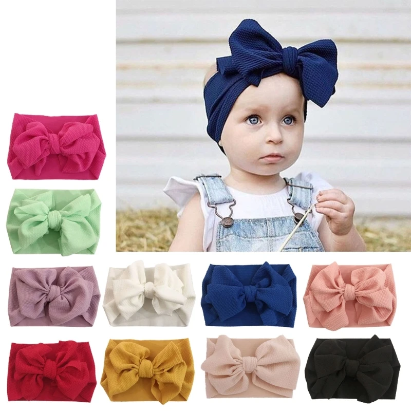 

Головной убор для младенцев, однотонная повязка на голову с бантом, мягкая модная детская самодельная повязка-тюрбан с бантом A2UB