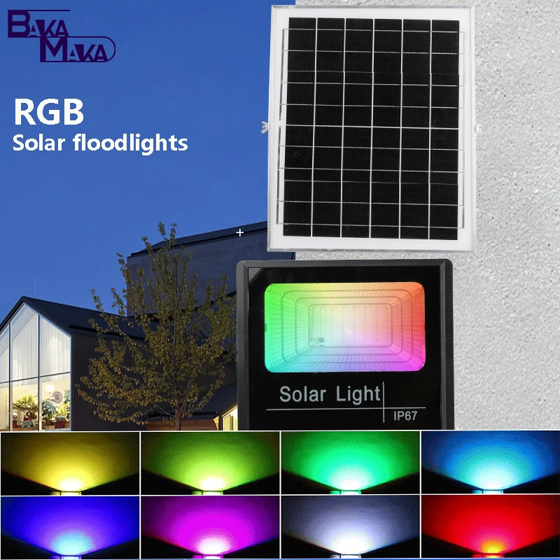 

7 Color Outdoor solar Panel Fence Lights LED IP67 Waterproof Solar Spotlights Changing Exterior Patio Sunlight Solar Floodlights