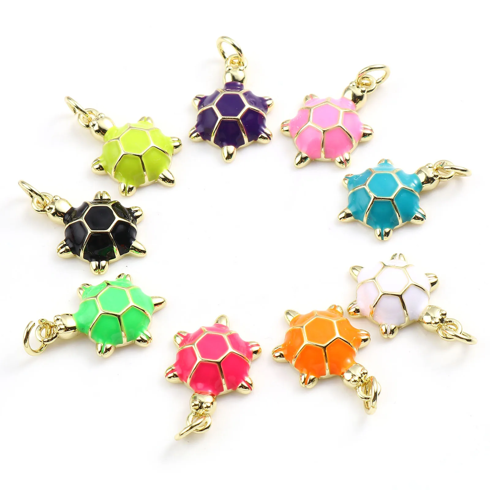 

2 Pcs Gold-plated Cyan Oil Turtle Copper Pendant With Circle Ring For Jewelry Making Pendants Necklaces DIY Handmade Accessories