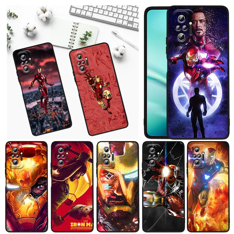 

Marvel Iron Man Art For Xiaomi Redmi Note 11E 11S 11 11T 10 10S 9 9T 9S 8 8T Pro 5G 7 5 Black Soft TPU Phone Case Funda