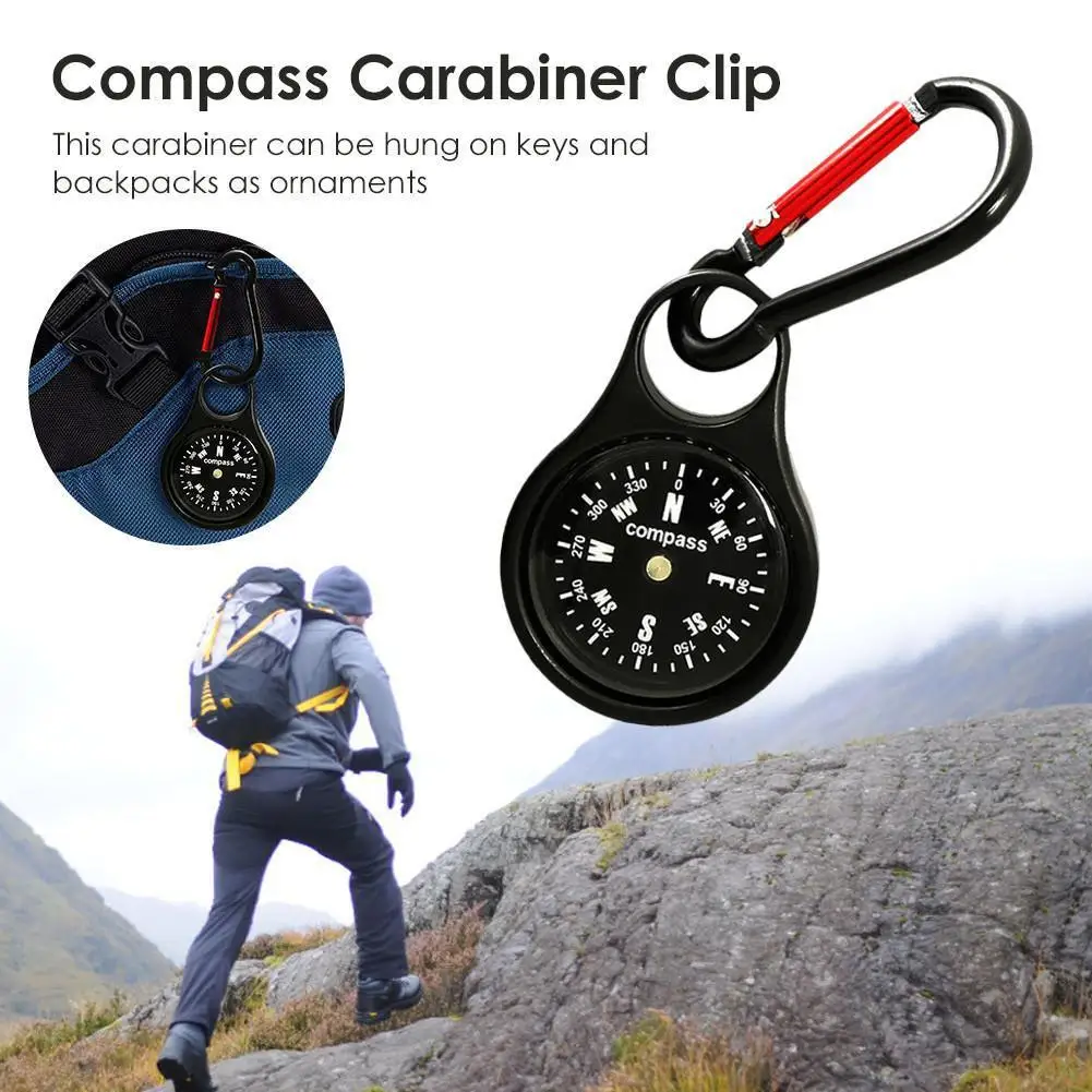 

Portable Mini Compass With Carabiner Practical Guider For Camping Hiking Fishing Tourism Outdoor Sports