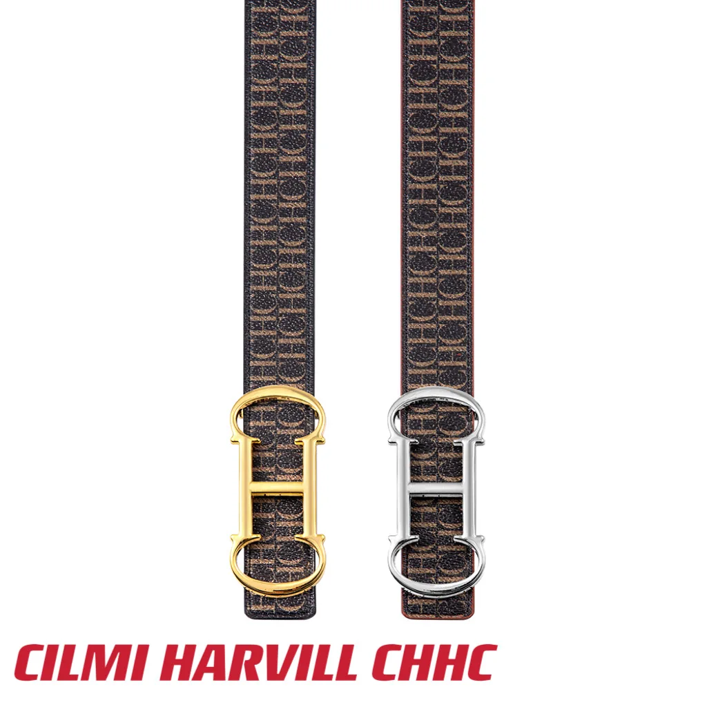 CILMI HARVILL CHHC Summer Women's Leather Belt Lightweight 100cm Metal Hardware Letter Design