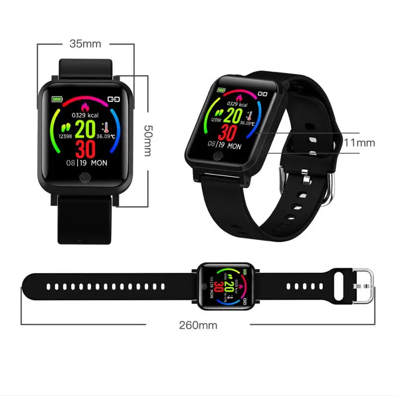 

Smartwatch Heart Rate Blood Pressure Exercise Meter Step Lifting Hand Bright Screen Bracelet High Temperature Alarm