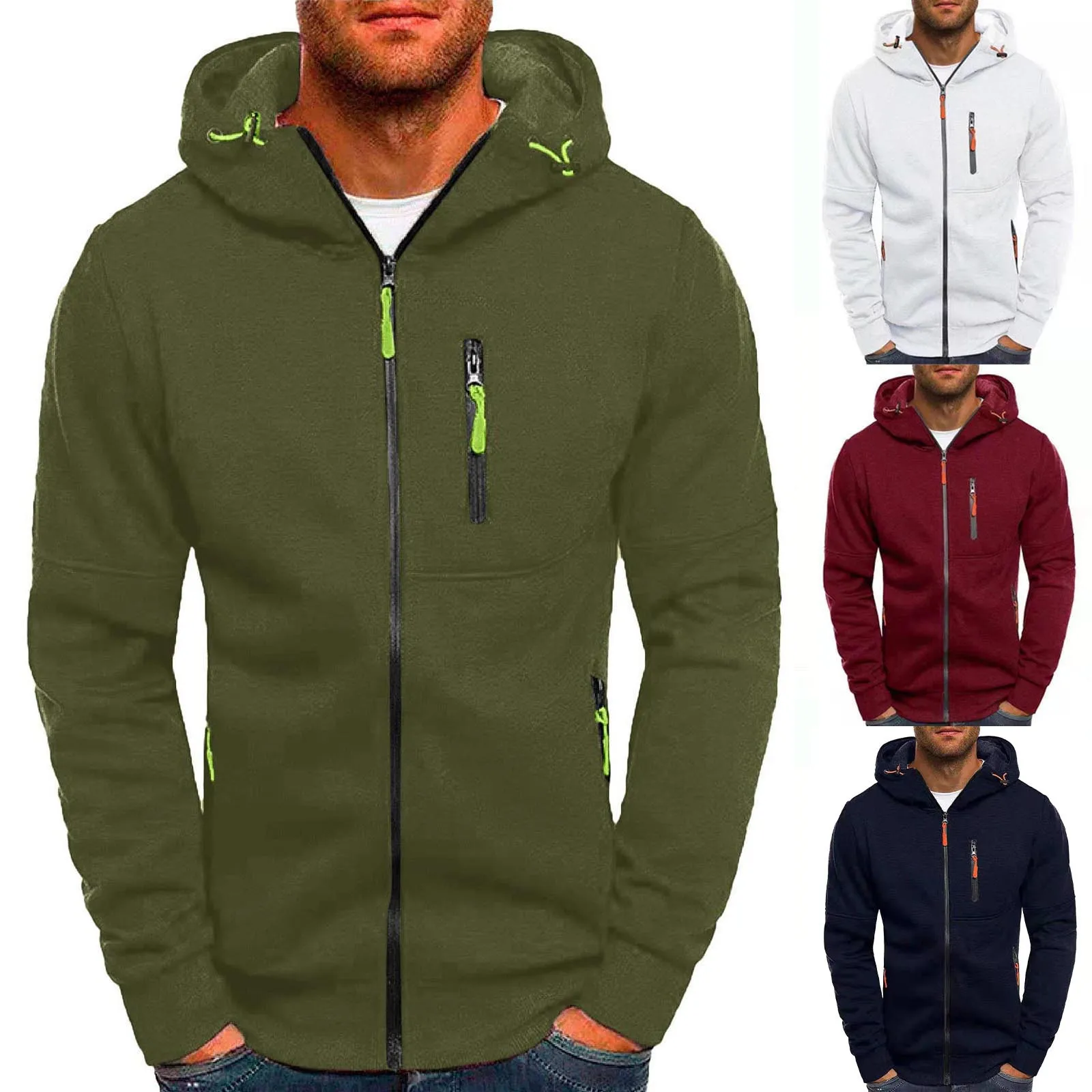 

Men's Hoodies Loose Color-blocking Plush Hooded Autumn Winter Hoodies Top Tracksuits Sweatshirts sudaderas para