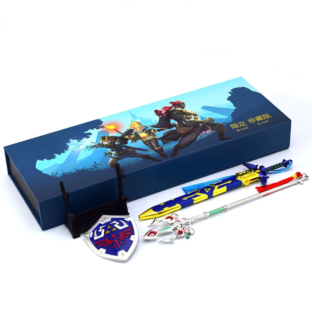 

The Hyrule Fantasy Figure Weapon Link Master Sword Gift Box 3pcs 22cm Game Periphery Metal Weapon Model Sword Gifts Toys for Boy