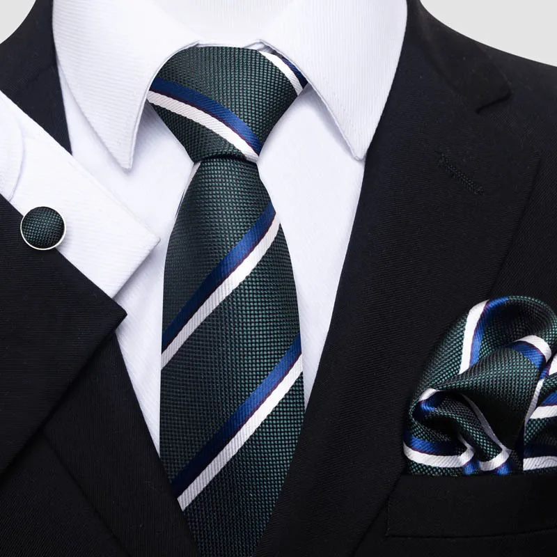 

32 Necktie Suits For Men Free Shipping British Black Checkered Tie Cufflinks Square Towel Bussiness Wedding Blouse Accessories