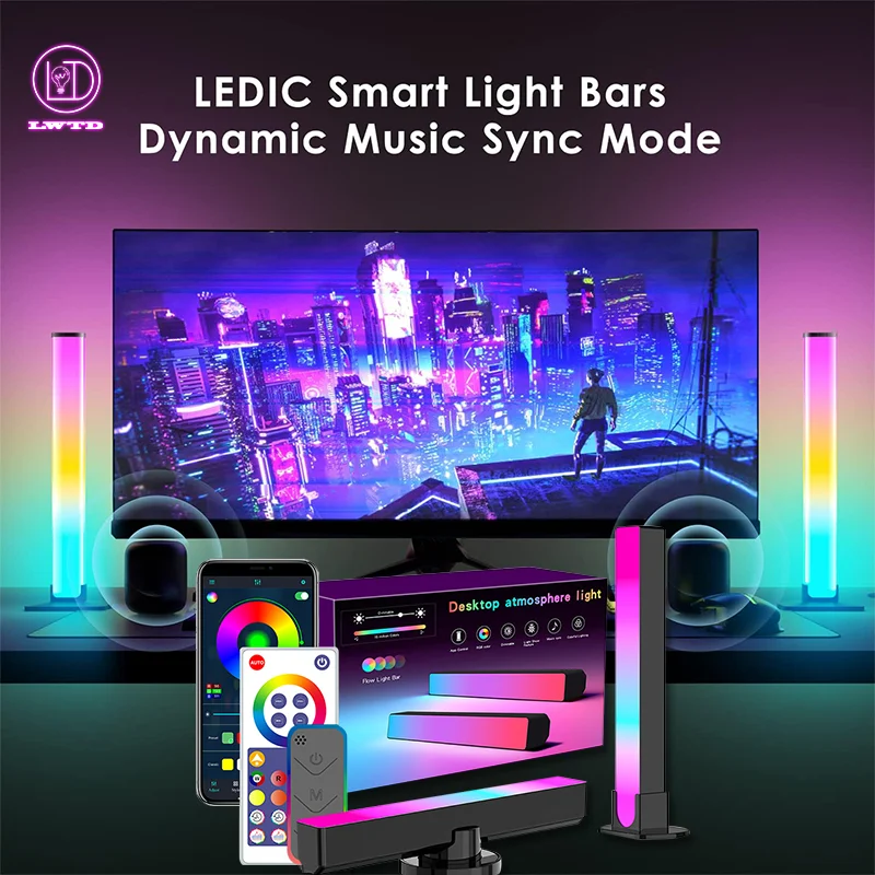 

RGB LED Atmosphere Lamp WIFI Bluetooth Smart Bar Remote Control Pickup TV Wall Game Bedroom Decoration Laptops Table Lamps