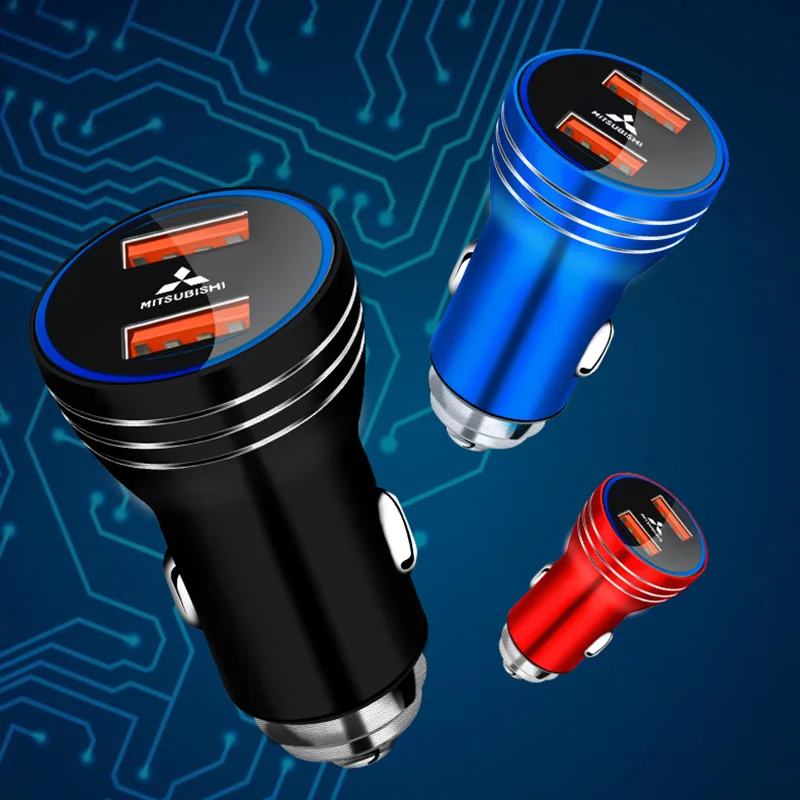 

4.8A Dual USB Car Charger 12-24V LED Car Adapter Phone Charger For Mitsubishi Eclipse Cross Mirage CUV RVR ASX Shogun L200