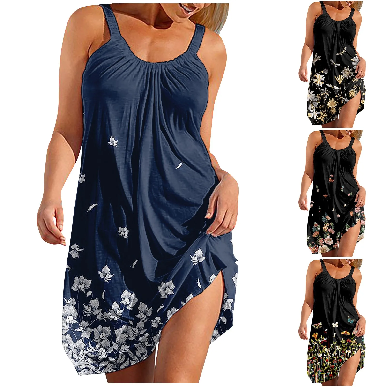 

Elegant Vestidos 2023 New Women's Dress Summer Printed Strapless Camisole Sleeveless Sling Dress Ladies Fashion Casual Dress