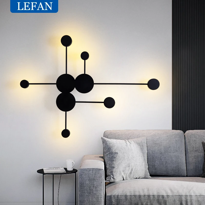 

Nordic Creative Wall Lamp Simple Geometric Black/Gold Round LED Wall Lamp Aisle Bedroom Bedside Living room Decorative lights