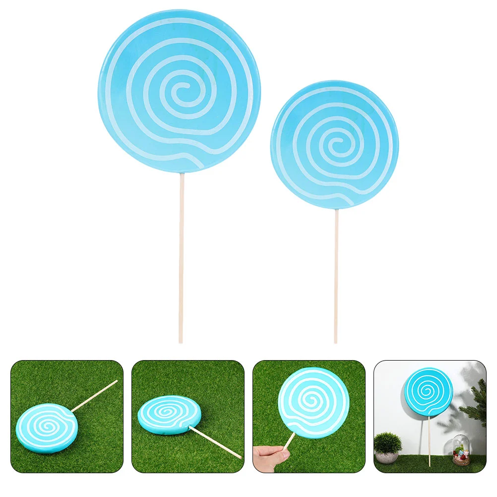 

2 Pcs Lollipop Props Party Photo Unique Ornaments Festival Model Mini Toys Kids Rounded DIY Statue