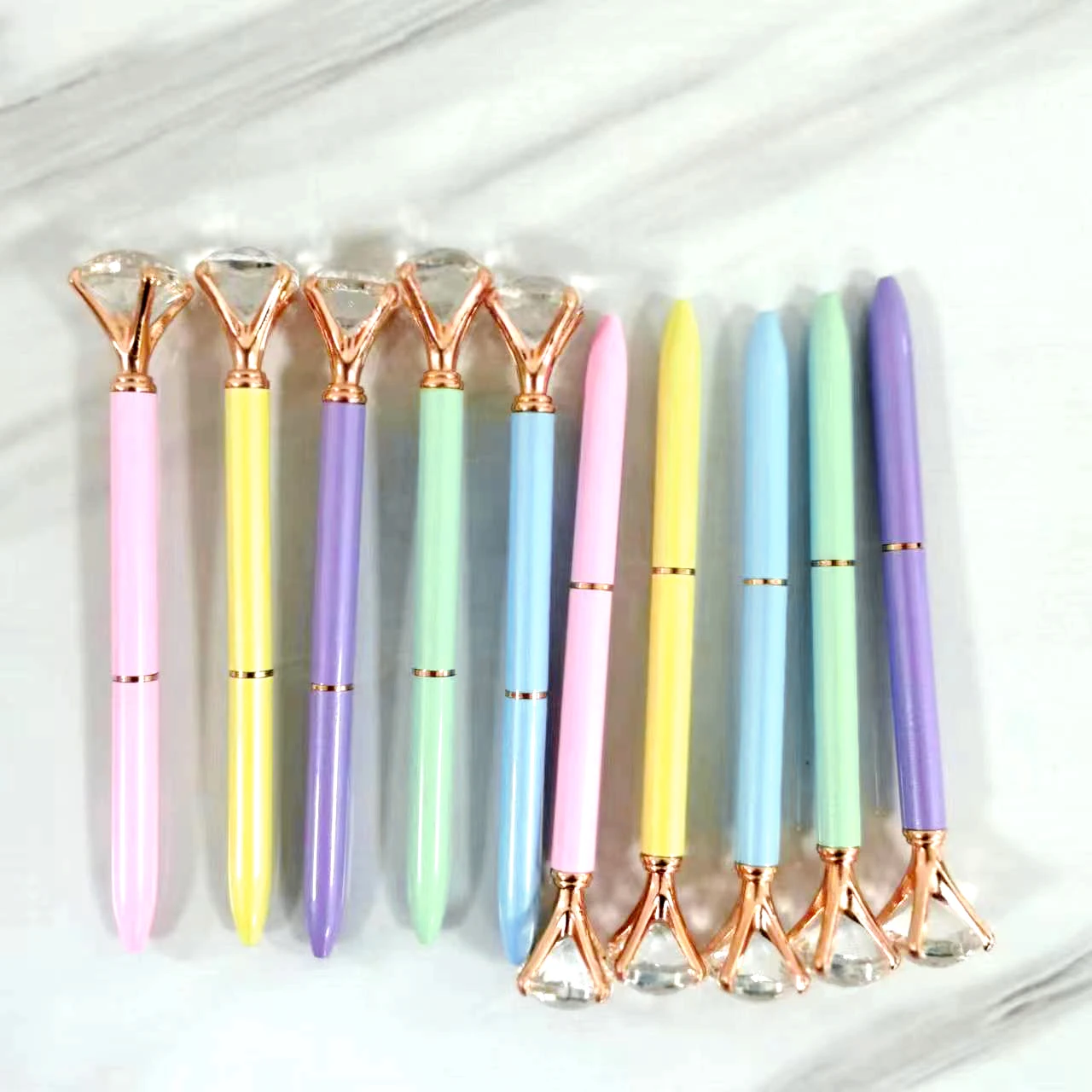 

25Pcs High Quality Ballpoint Pen School Office Supply Wedding Stationery Crystal Diamond Luxury Spinning