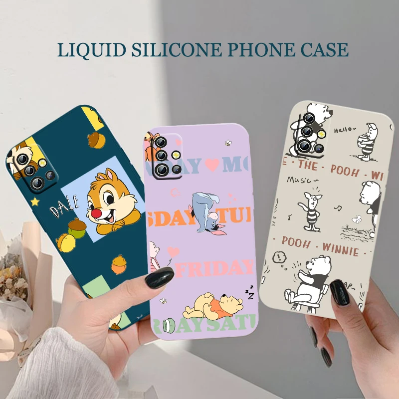 

Winnie the Pooh and Chip 'n' Dale Phone Case For OPPO Reno 7 6 SE Z Find X5 X3 X2 Neo Lite Pro Liquid Rope Silicone Funda Cover
