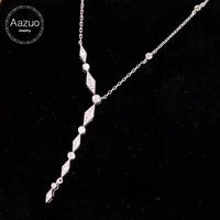 Aazuo 18K Solid White Gold 0.15ct H SI Women Engagement Certified Real Natural Diamonds Y Shape Necklace Fashion Design For Lady