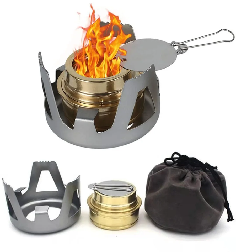 

Portable Mini Alcohol Stove Burner Outdoor Ultralight Brass Camping Cooking Stove Outdoor Camping Backpacking Tourist Burner