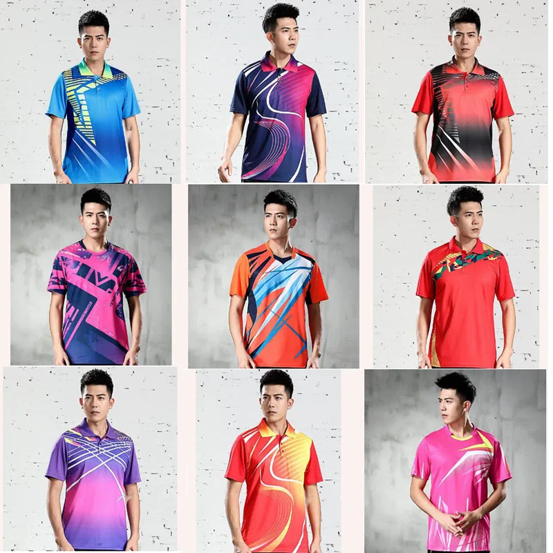

Новая Спортивная футболка для бадминтона, Мужская футболка для гольфа, теннисные рубашки, футболка для настольного тенниса, быстросохнущие...