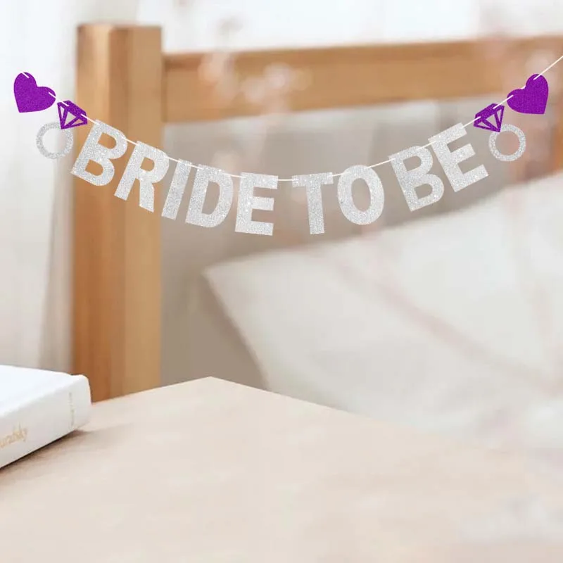 

Bride To Be Banner Purple Sliver Flag For Bachelorette Party Baby Shower Engagement Wedding Flag Decorations Photo Prop Supplies