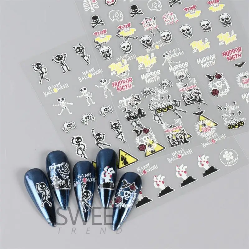 

Safe To Use Nail Enhancement Cartoon Sticker Halloween Nail Art Cartoon Stickers Nail Stickers Skull Ghost Nail Art Sticker