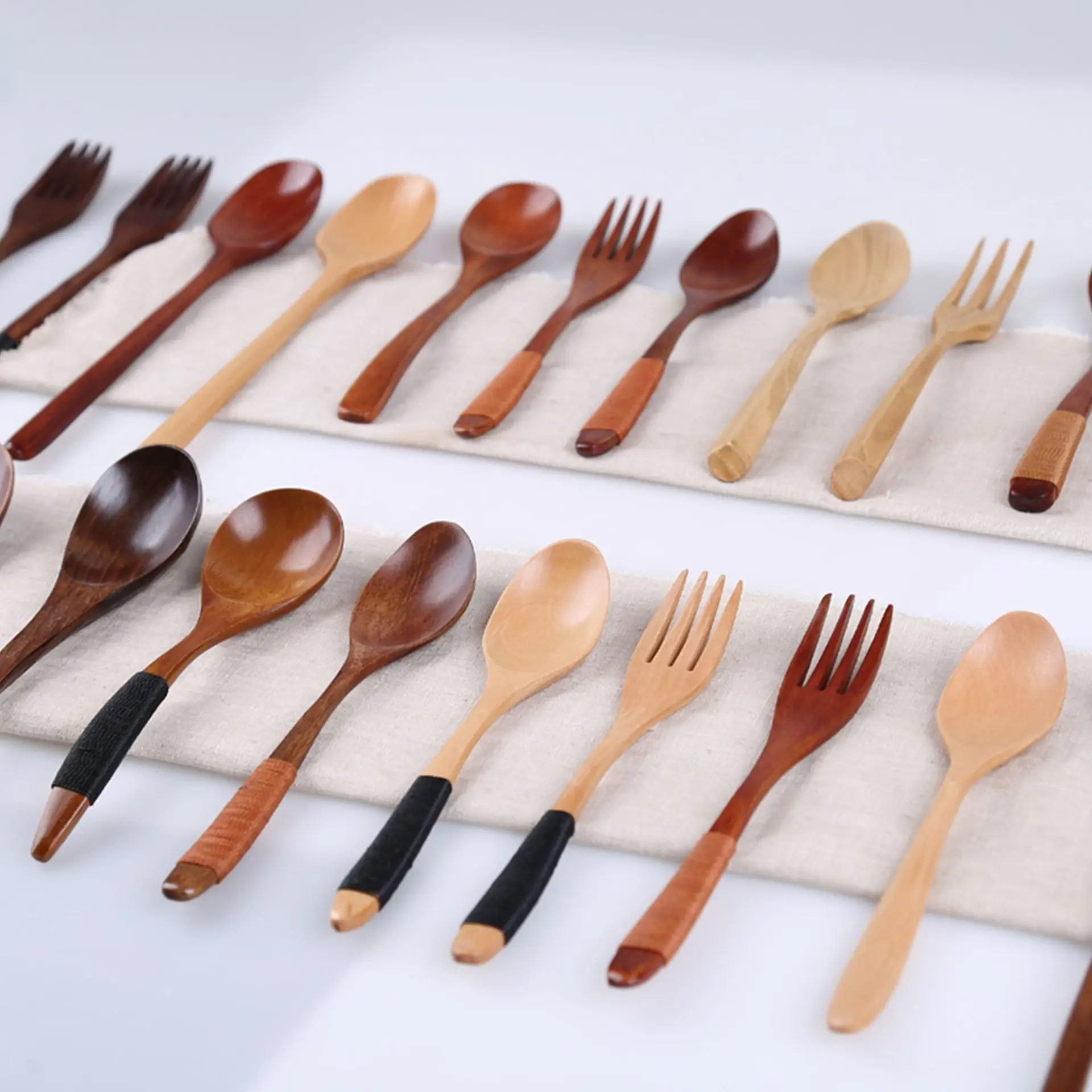 

Youpin Wooden Knives Forks Spoons Coffee stirring spoon Staple dessert fork Seasoning spoon kitchen accessories