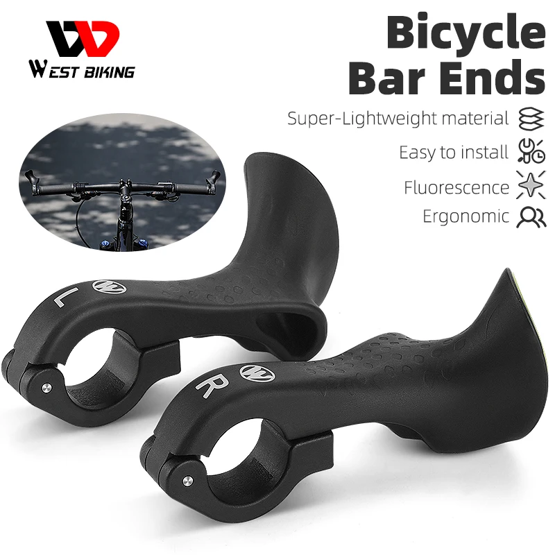 

WEST BIKING MTB Handle Bar Ends Ergonomic 22.2mm Universal Moutain Bike Ultralight Carbon Nylon Fiber Small Auxiliary Handlebar