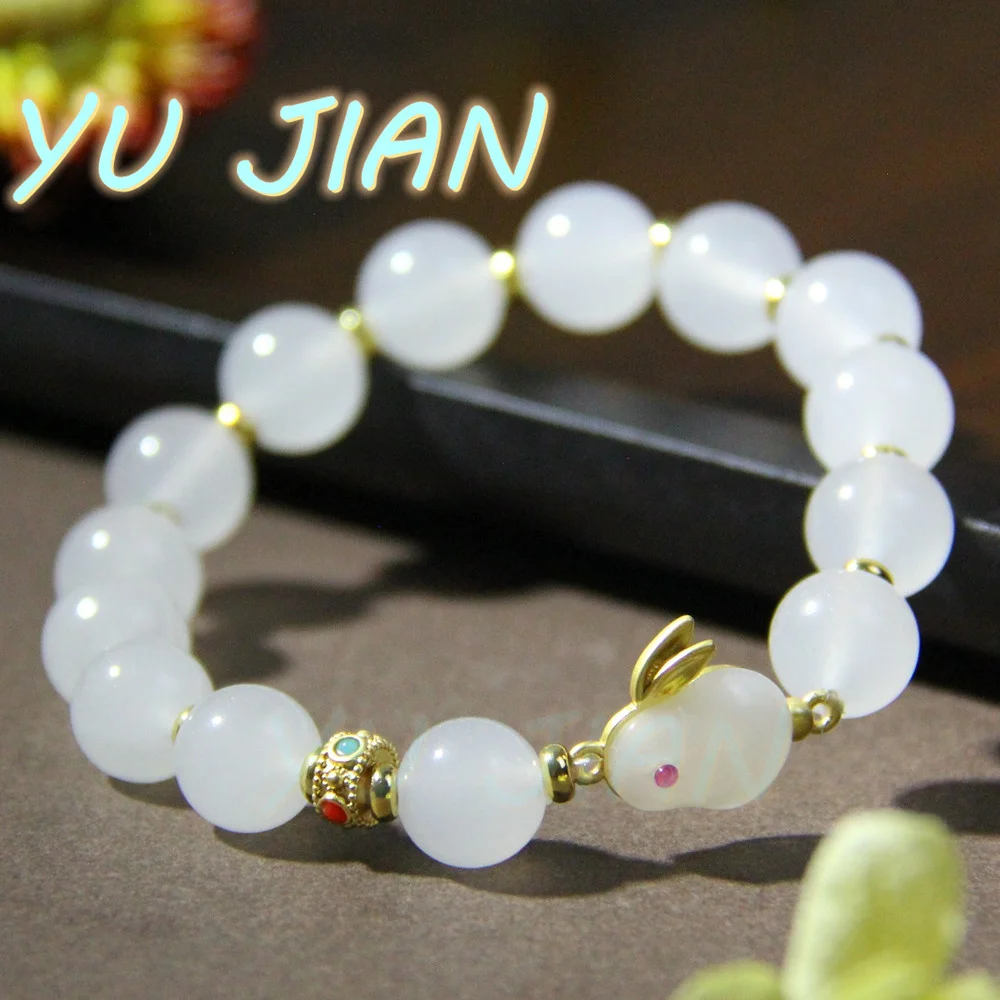 

Genuine Natural New Charms Golden Jade White Hand String Jewellery Real-Jades Stone Bangles Bracelet Handring Fine Jewelry