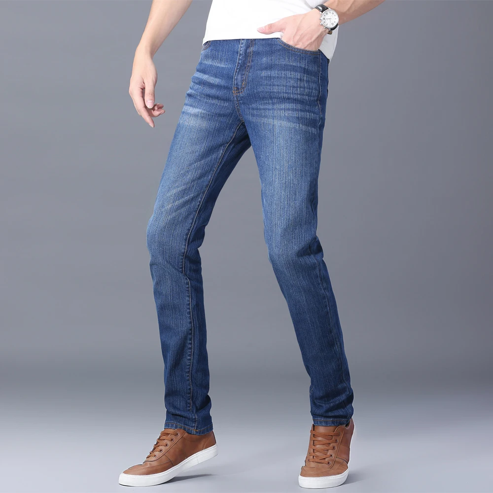 Thoshine Brand Spring Fall Men Denim Jeans Straight Fit Superior Quality Fashion Denim Pants Stretch Cowboy Trousers