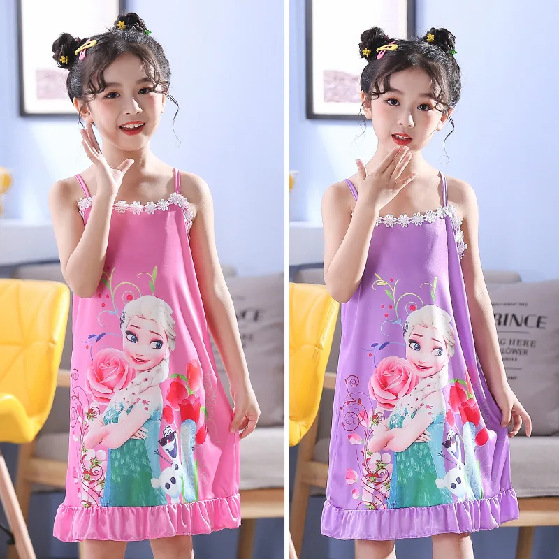 Холодное сердце Анна Эльза шелковое платье слинги для девочек Летняя мультяшная