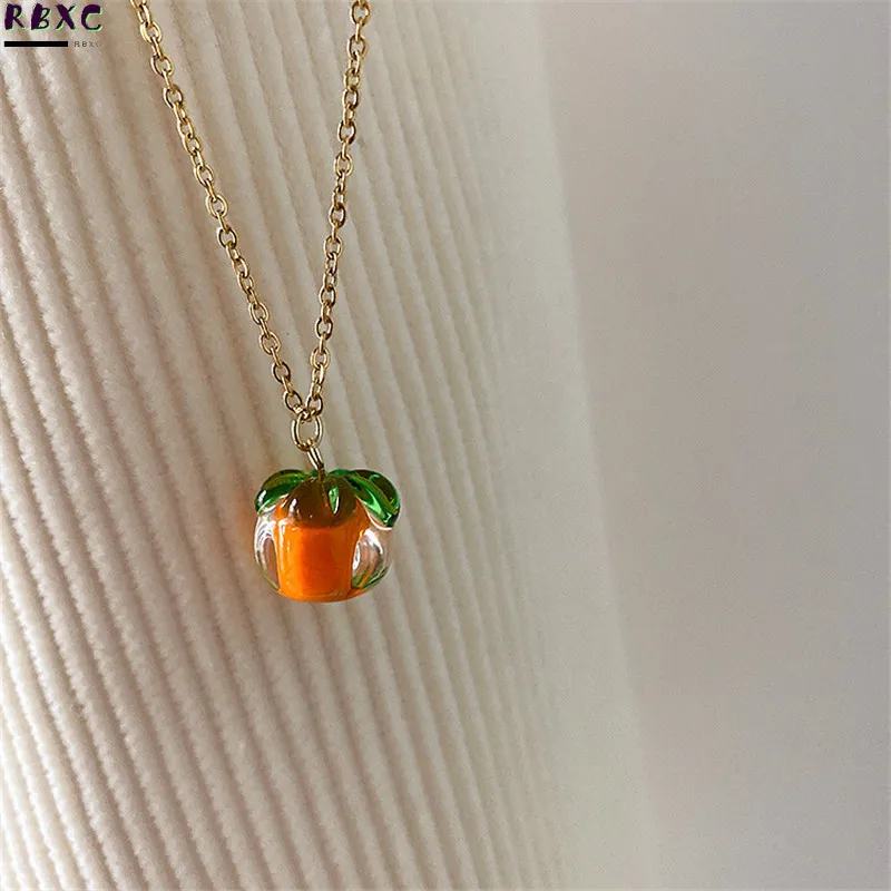 

Persimmon Necklace, Collarbone Chain, Earrings, Summer Colorful Jewelry Girl