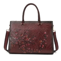 gagacia large capacity women shoulder bags for ladies floral leather handbags for 13 3 retro burgundy ladies hand bags 2022 new