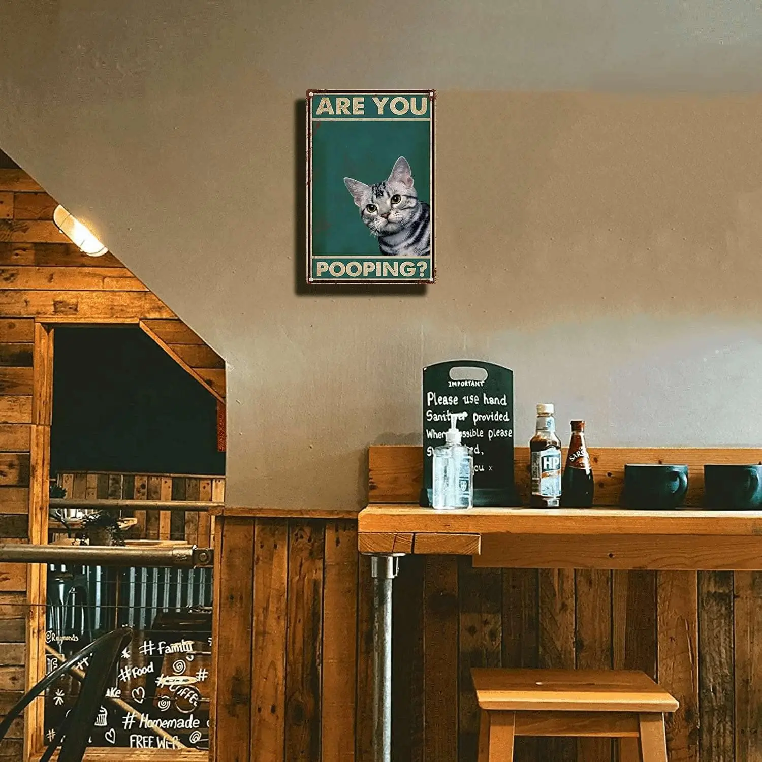 Металлический знак винтажный Забавный жестяной в виде кошки для ванной комнаты