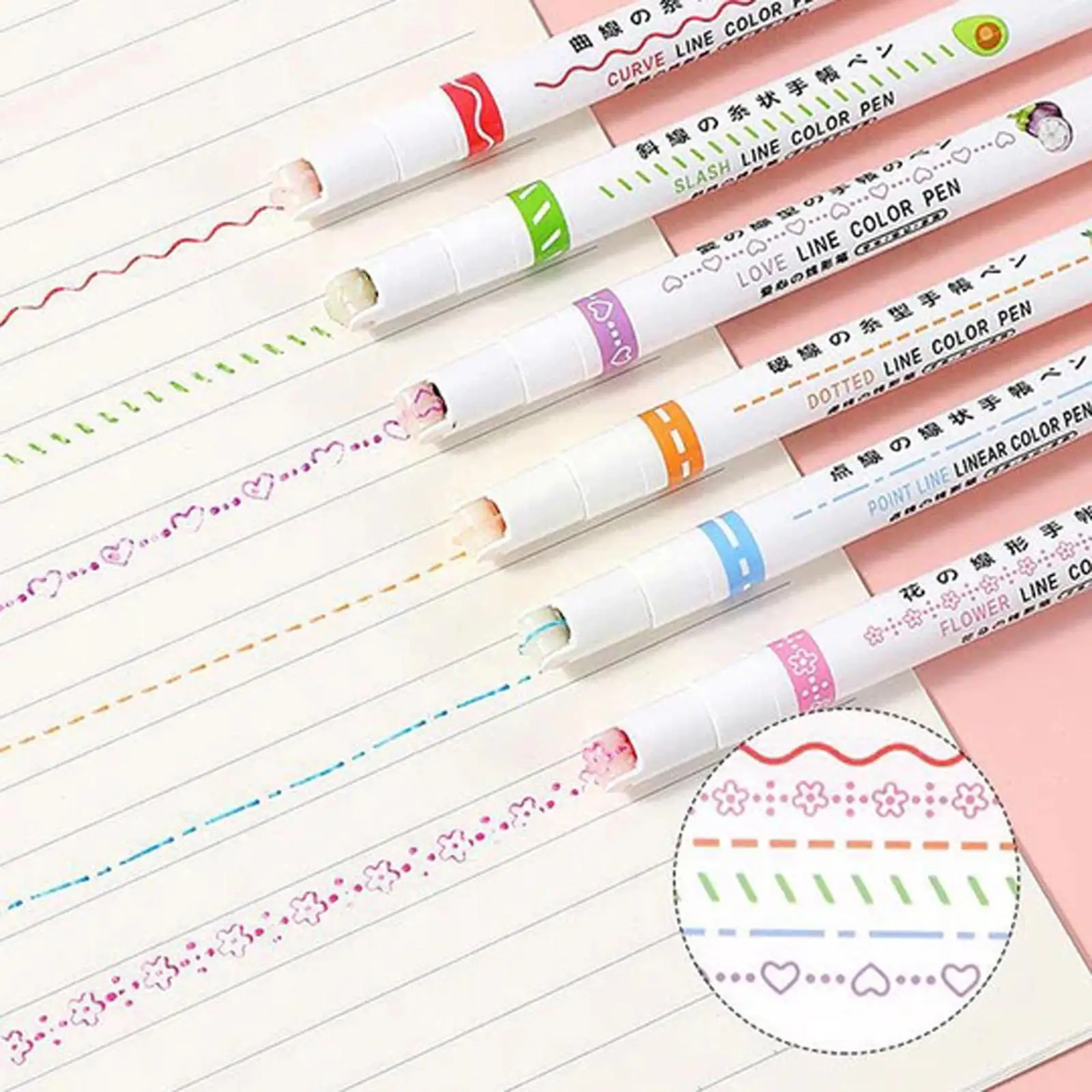 

Roller Lace Marker Pens Curve Highlighter Pen Cute Student DIYJournal Art Supplies Markers Stationery Scrapbooking Kawaii Y0A7