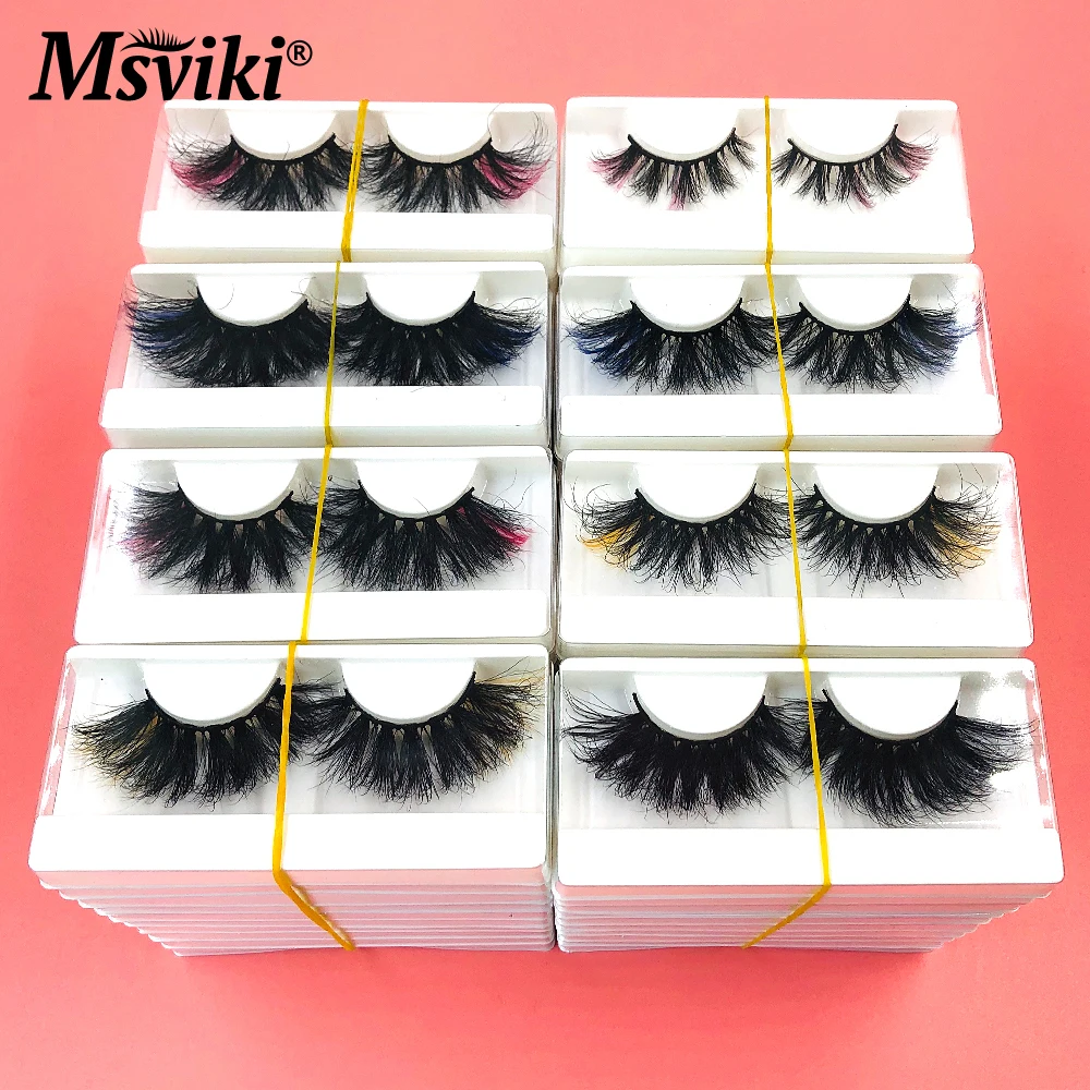 Розовые синие зеленые цветные ресницы оптом 5D 8D норковые поставки пушистые