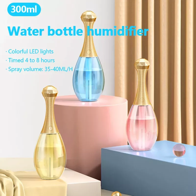 

bottle 300ML USB Air Humidifier Essential Oil Aromatherapy Diffuser 7-colors Lights Cool Mist Maker Fogger for Home Office