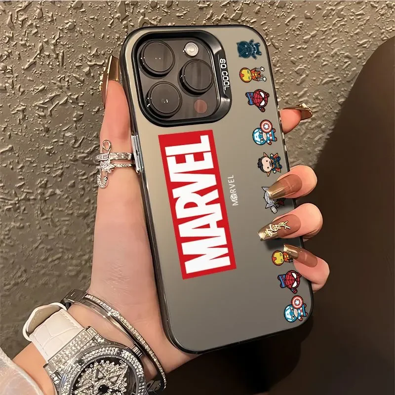 Фото Полноэкранный чехол для телефона Marvel Spider Man Heroes с героями мультфильмов для iPhone 16, 15, 14, 13, 12, 11 PRO MAX XS MAX XR 7 8 Plus MINI Y2K Cover №2