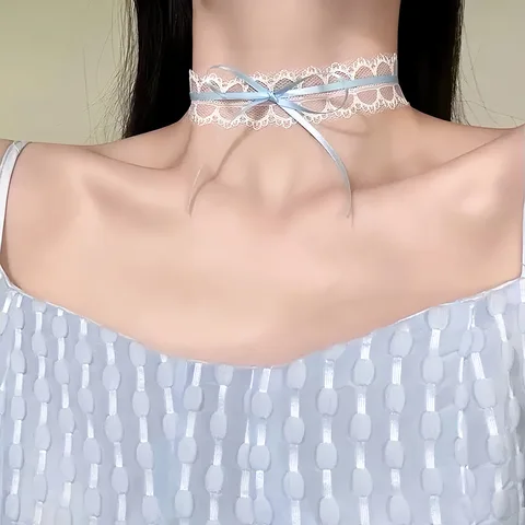 Синее кружевное колье imixlot