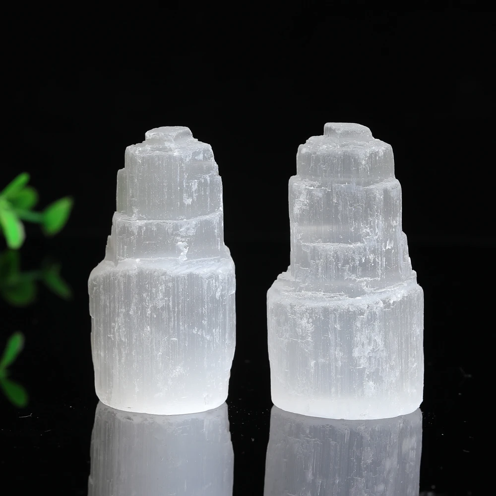 

1PC White Moonstone Tower Natural Crystal Stone Room Decor Witchcraft Healing Crystals Aquarium Decoration Home Festival Gift
