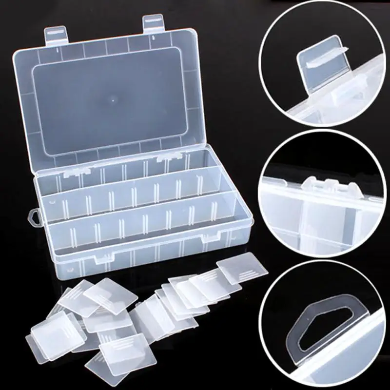 Jewelry Storage Box Practical Adjustable Essential Plastic Case for Bead Rings Earring Necklace 24 Compartment Display Organizer | Дом и сад