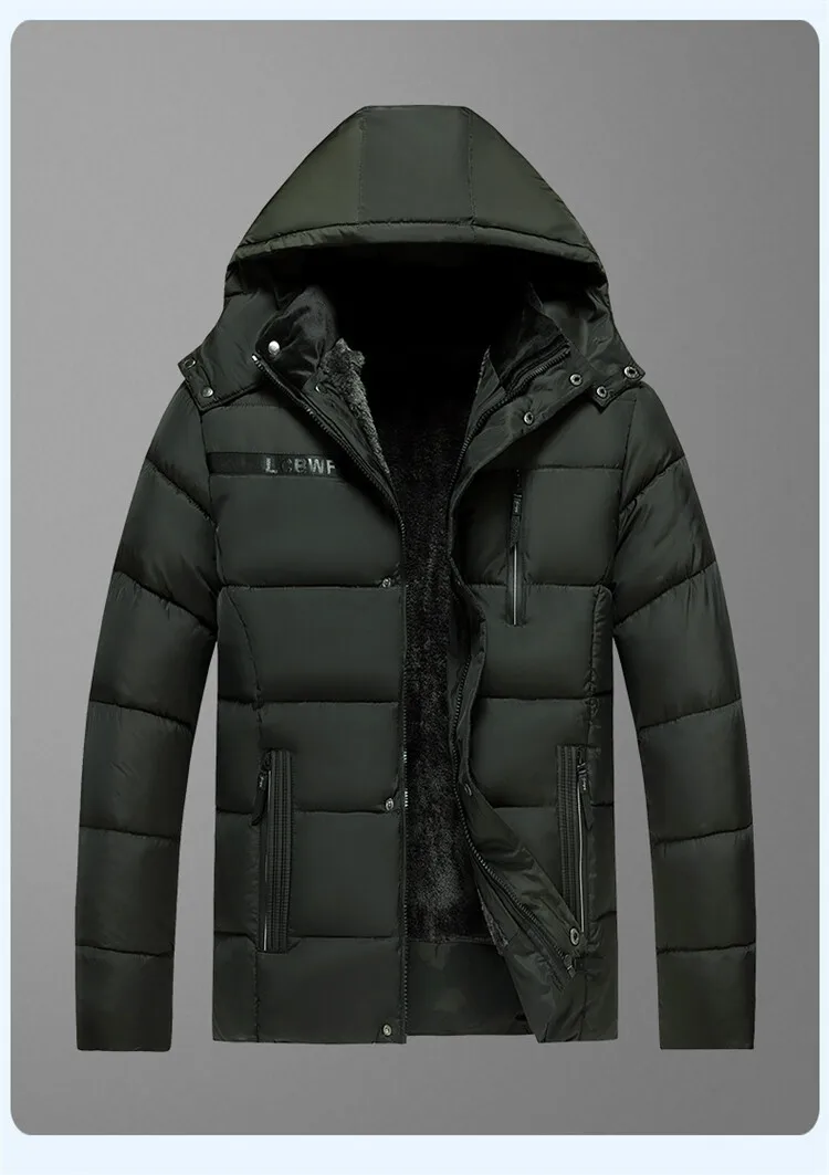 Men's Parkas Coat New Winter High Quality Hooded Jacket Fashion Casual Slim Fit Thick Warm Male fleece Jacket Asian Size XL-5XL