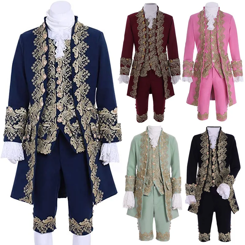 

Man Costume Black Court Prince Cosplay Medieval Costume Vintage Retro Men's Suits Masquerade Clothes