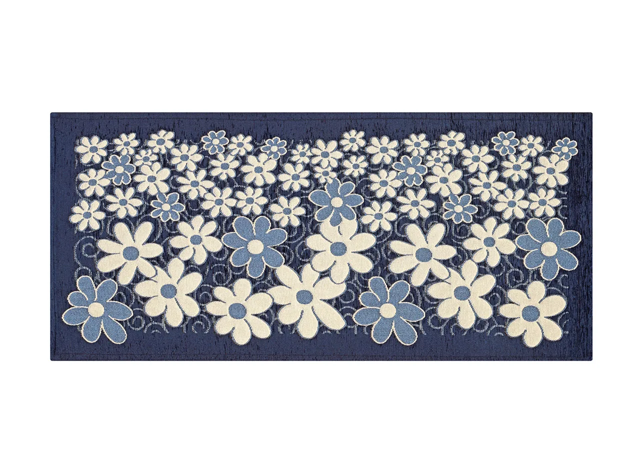 Ковровая дорожка для кухни нескользящая устойчивая к пятнам моющаяся ромашка