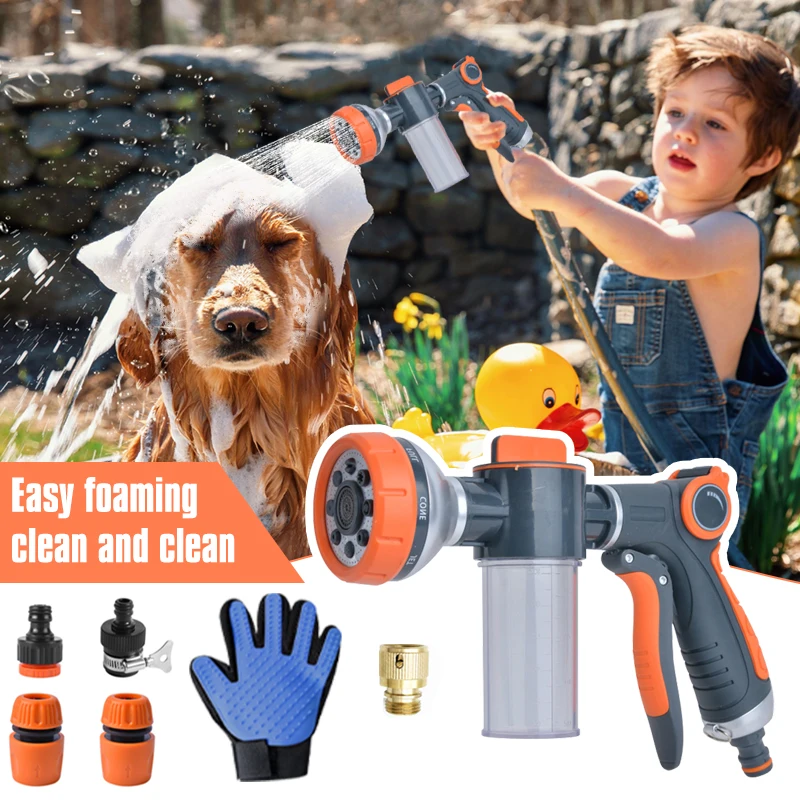 

High-Pressure Sprayer Nozzle Hose Dog Shower Gun Cold And Hot Water Dual-Use Pet Dog Showering Foam Soap Jet Sprayer Nozzle Gun