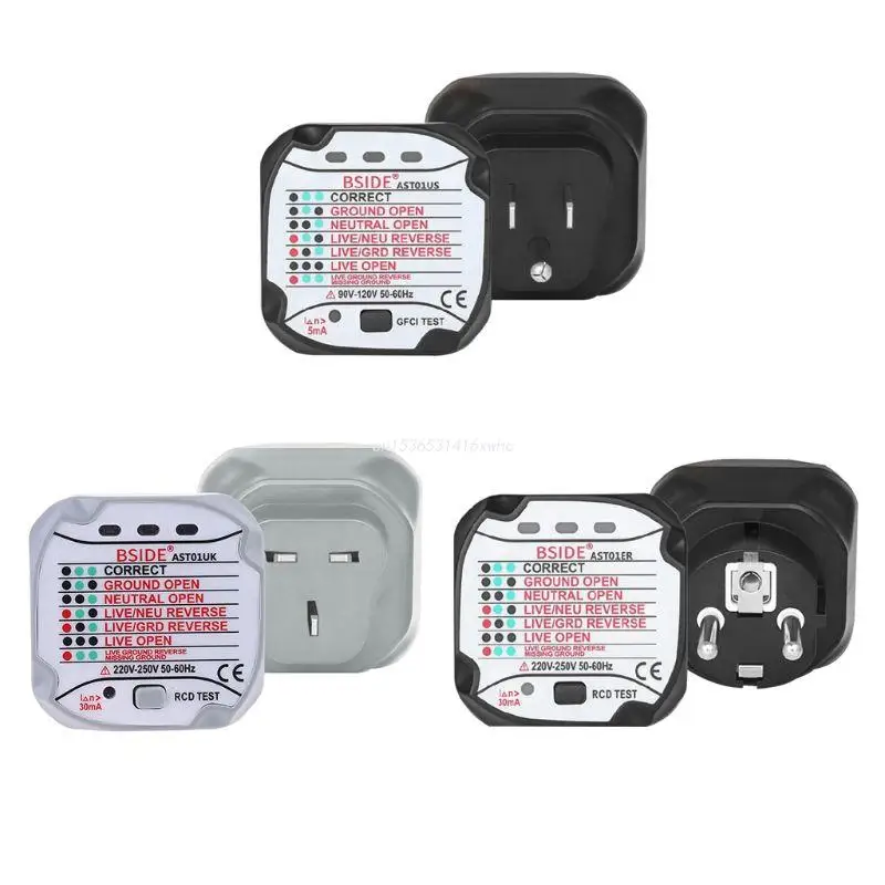 Тестер розетки, детектор напряжения, тестер полярности, тестер утечки штепсельной вилки, тестер розетки, ЕС, США, Великобритания, нулевой заземления, Прямая поставка