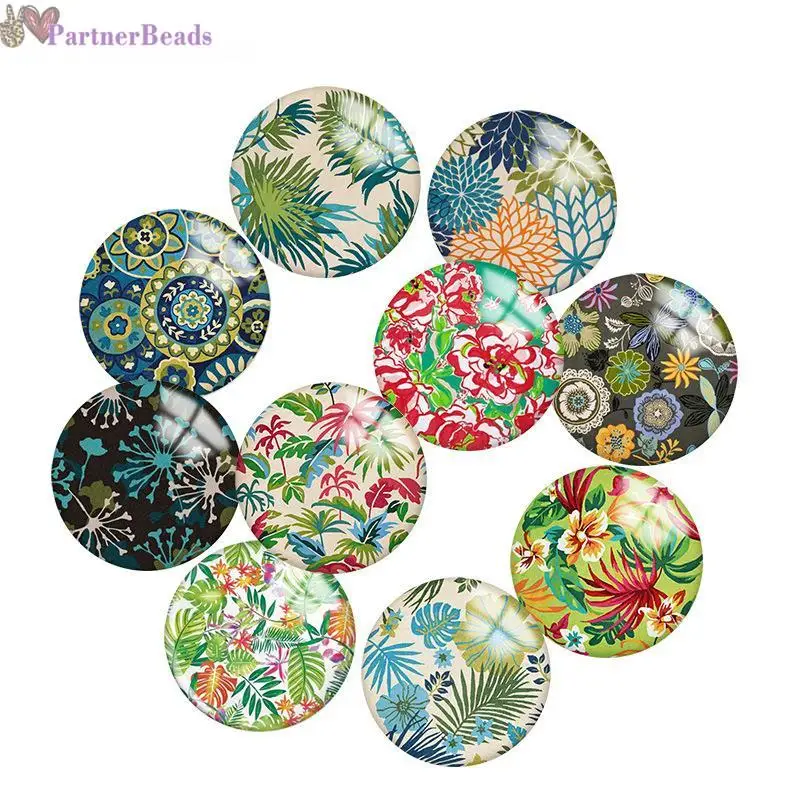 

Green Pattern Round Photo Glass Cabochon Demo Flat Back Making Findings 20mm Snap Button N1861