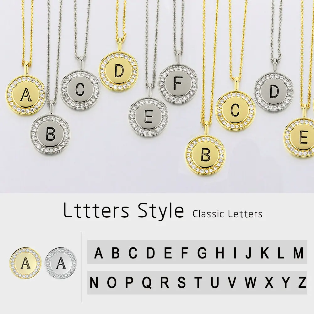 

Pendant Neckaces for Women Individual Name Initials A-Z 26 Letter Coin Gold Color Alphabet Charm Clavicle Choker Chain Jewelry