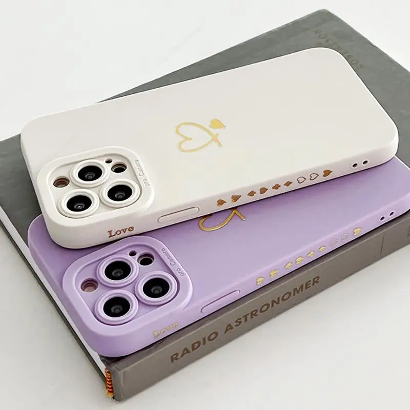 

Love Heart Case for IPhone 14 13 12 11 Pro Max XS Max X XR 7 8 14 Plus SE Lens Protection Case Shockproof Bumper Silicone Coque